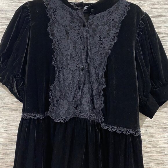 🖤 ELOQUII Elements Black Velvet Lace Babydoll Dress – Womens Size 22 - Picture 2 of 5